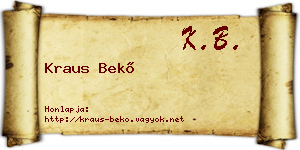 Kraus Bekő névjegykártya